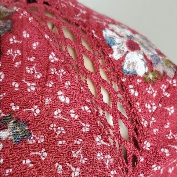 Free People Maroon Floral Tunic Top - Picture 4 of 8